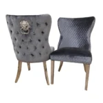 Chelsea Dining Chair All Colours With Lion Knocker & Buttoned Back Dining Chair-HomeStoreUK