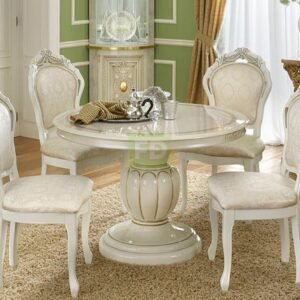 Camel Group Leonardo Ivory Round Extension Dining Set with 4 Chair Italian Dining Sets Home Store UK