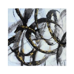 90x90 White and Black Abstract Canvas - Mirror Collection - Home Store UK