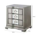 HUSK- Lucca Mirror Grey 3 Drawer Cabinet Bedside Home Store UK