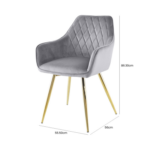 HSUK- Quinn Grey With Gold Legs Dining Chair Home Store UK