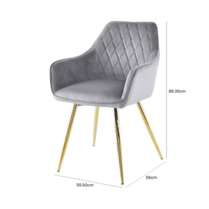 HSUK- Quinn Grey With Gold Legs Dining Chair Home Store UK
