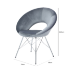 HSUK- Value Orb Chrome and Grey Velvet Chair Dining Chair Home Store UK