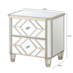 HUSK- 2 Drawer Mirror Cabinet Bedside Cabinet Home Store UK