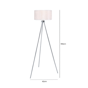 HSUK- Value Large 159cm Chrome Tripod Floor Lamp with White Cotton Shade - Tripod Lamps - Home Store UK
