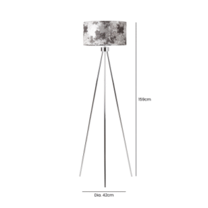 HSUK- Chrome Tripod Floor Lamp Black and White Linen Shade Silver Inside - Tripod Lamps - Home Store UK