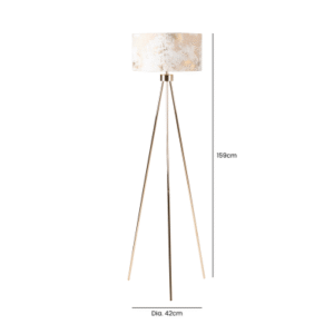 HSUK- Gold Tripod Floor Lamp with Ivory Linen Shade Gold Inside - Tripod Lamps - Home Store UK