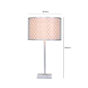 HSUK- Medium Silver Metal And Marble Table Lamp - Metal Lamps - Home Store UK