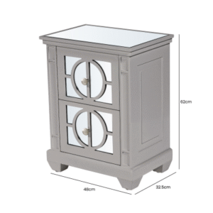 HUSK- Grey Wood 2 Drawer Bedside Cabinet