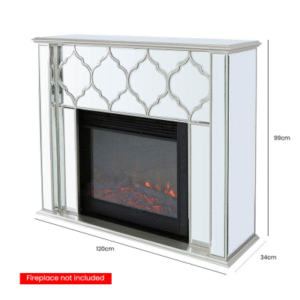 Silver mirrored Electric Fire Surround - Fireplace - Home Store UK