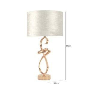 HSUK- Metal Gold Swirl Design Base with Drum-shaped Fabric White Shade Table Lamp - Metal Lamps - Home Store UK
