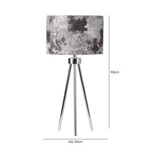 HSUK- Chrome Tripod Table Lamp Black and White Linen Shade Silver Inside - Tripod Lamps - Home Store UK