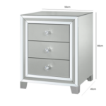 HUSK- Grey Mirror 3 Drawer Bedside Cabinet Bedside Cabinet Home Store UK