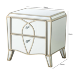 HUSK- 2 Drawer Mirror Cabinet Bedside Cabinet Home Store UK