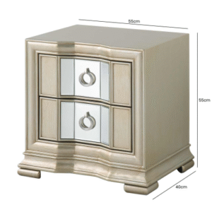 HUSK- 2 Drawer Mirror Cabinet Bedside Cabinet Home Store UK