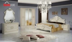 Dima Mobili Amalfi Beige Bedroom Set with 6 Door Wardrobe Italian Bedroom Set Home Store UK