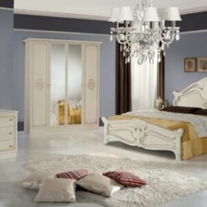Dima Mobili Amalfi Beige Bedroom Set with 6 Door Wardrobe Italian Bedroom Set Home Store UK