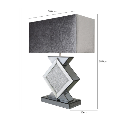 HSUK- Milano Smoked Mirror Diamond Shape Table Lamp - Glitz Lamps - Home Store UK