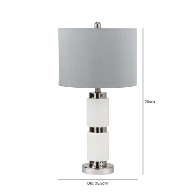 HSUK- 70cm White Marble Table Lamp with Grey Shade - Ceramic Lamps - Home Store UK