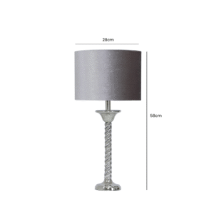 HSUK- Glitz Twist Table Lamp with Grey Velvet Shade - Glitz Lamps - Home Store UK