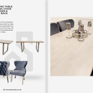 Freya 1.8 Dining Table with Dining Chair Lion Knocker & Buttoned Back Dining Table Sets Home Store UK