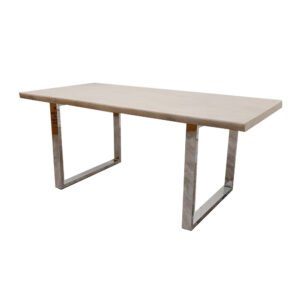 Freya 1.8 Dining Table Solid Light Pine wood with Chrome Metal Legs Marble Dining Table Home Store UK
