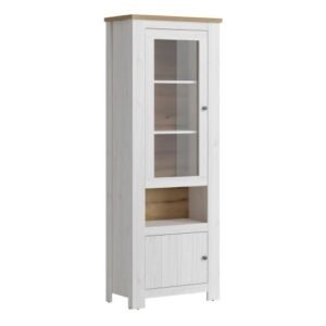 Celesto 2 Door Display Cabinet in White and Oak - Display Cabinets - Home Store UK