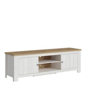 Celesto 2 Door Wide TV Unit in White and Oak - TV Stands - Home Store UK