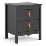 Poppy Bedside Table 2 drawers in Matt Black Bedside Cabinet Home Store UK