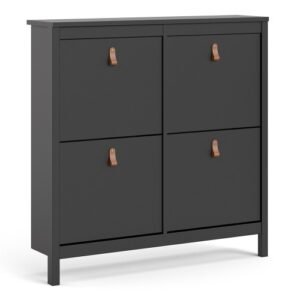 Barcelona Shoe cabinet 4 compartments in Matt Black - Shoe Storage Cabinets - Home Store UK