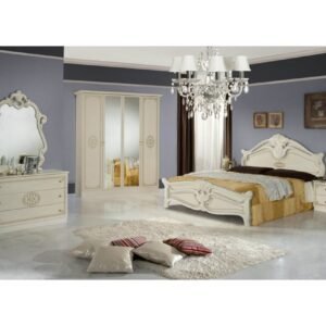 Dima Mobili Amalfi Beige Bedroom Set with 4 Door Wardrobe Italian Bedroom Set Home Store UK