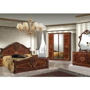 Dima Mobili Amalfi Walnut Bedroom Set with 4 Door Wardrobe Italian Bedroom Set Home Store UK