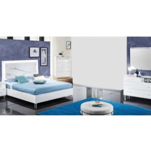 Ben Company Cristal White Marble Finish Italian Bedroom Set Home Store UK