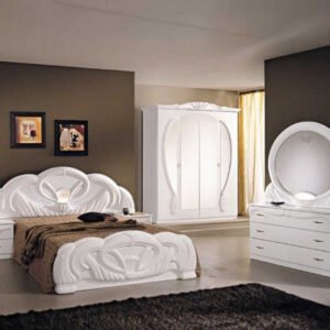 Ben Company Giada White Italian Bed Group Set with 6 Door Wardrobe Italian Bedroom Set Home Store UK