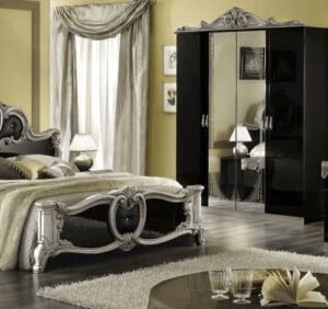 Camel Group Barocco Black and Silver Finish Italian Bedroom Set with 6 Drawer Dresser Italian Bedroom Set Home Store UK