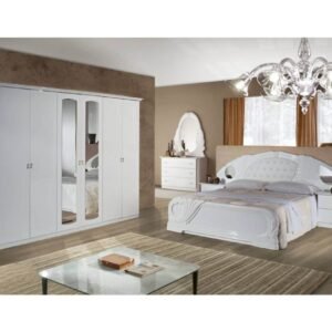 Dima Mobili Lory Lux White Bedroom Set with 4 Door Wardrobe Italian Bedroom Set Home Store UK