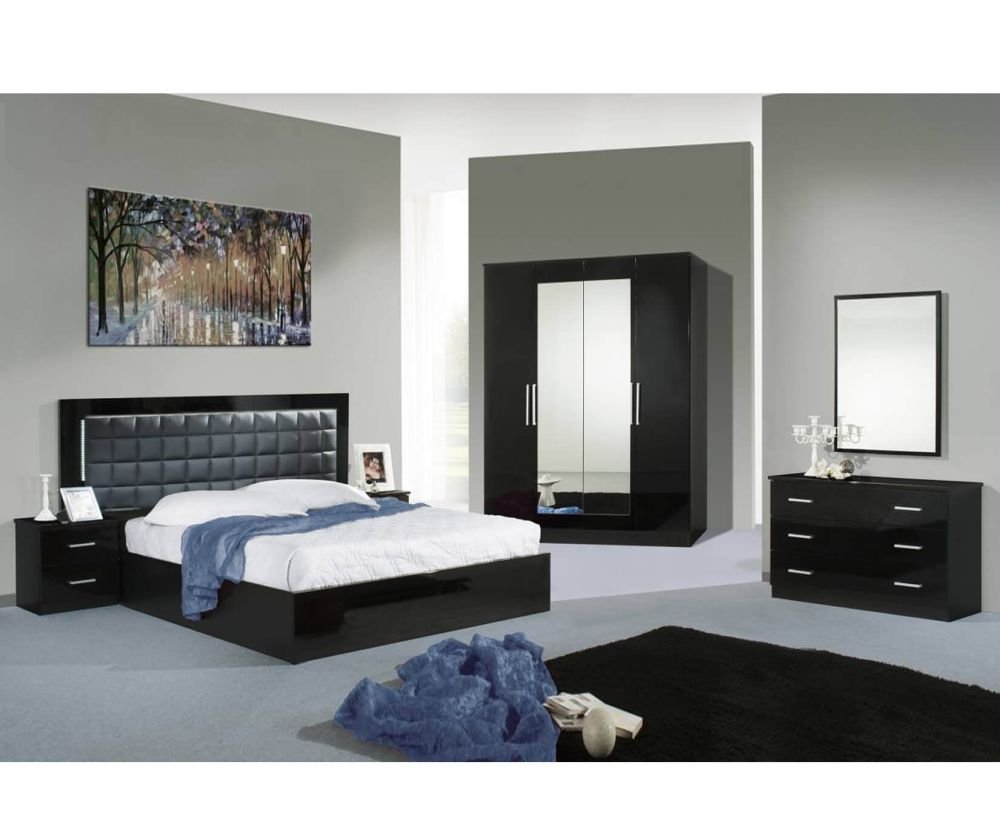 Dima Mobili Luna Black Bedroom Set with 4 Door Wardrobe Italian Bedroom Set Home Store UK Dima Mobili Luna Black Bedroom Set with 4 Door Wardrobe Italian Bedroom Set Home Store UK