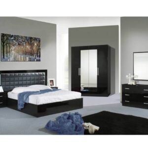 Dima Mobili Luna Black Bedroom Set with 6 Door Wardrobe ﻿Italian Bedroom Set Home Store UK