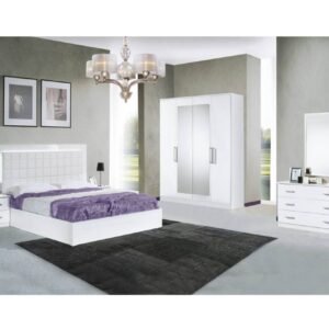 Dima Mobili Luna White Bedroom Set with 4 Door Wardrobe Italian Bedroom set Home Store Uk