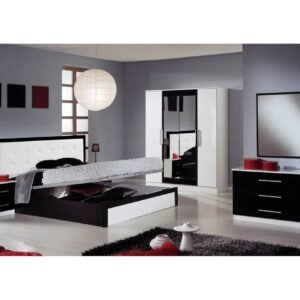 Dima Mobili Diamond Black and White Bedroom Set with 4 Door Wardrobe Italian Bedroom Set Home Store UK