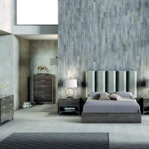 H2O Design Divina Canyon Oak Glossy Italian Bedroom Set with 6 Door Wardrobe Italian Bedroom Set Home Store UK