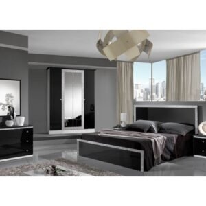Dima Mobili Dolly Black and Silver Bedroom Set with 6 Door Wardrobe ﻿ Italian Bedroom Set Home Store UK