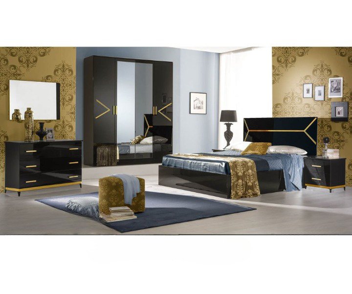 Ben Company Elegance Black and Gold Finish Italian Bed Group Set with 6 Door Wardrobe Italian Bedroom Set Home Store Uk Ben Company Elegance Black and Gold Finish Italian Bed Group Set with 6 Door Wardrobe Italian Bedroom Set Home Store Uk