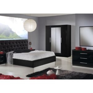 Dima Mobili Eva Black Bedroom Set with 6 Door Wardrobe Italian Bedroom set Home Store Uk