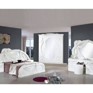 H2O Design Gina2 White Italian Bedroom Set with 4 Door Wardrobe and Vanity Dresser Italian Bedroom Set Home Store UK