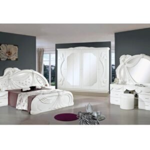 H2O Design Gina2 White Italian Bedroom Set with 6 Door Wardrobe and 3 Drawer Dresser Italian Bedroom Set Home Store UK