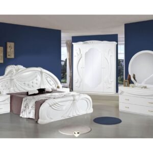 H2O Design Gina2 White Italian Bedroom Set with 4 Door Wardrobe and 3 Drawer Dresser Italian Bedroom Set Home Store UK