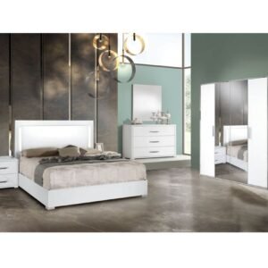 H2O Design Denise White Italian Bedroom Set with 4 Door Wardrobe Italian Bedroom Set Home Store UK