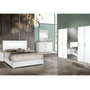 H2O Design Denise White Italian Bedroom Set with 6 Door Wardrobe Italian Bedroom Set Home Store UK