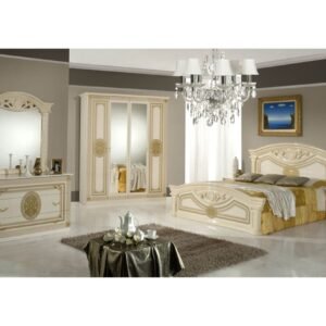 Dima Mobili Kate Beige Bedroom Set with 4 Door Wardrobe Italian Bedroom Set Home Store UK
